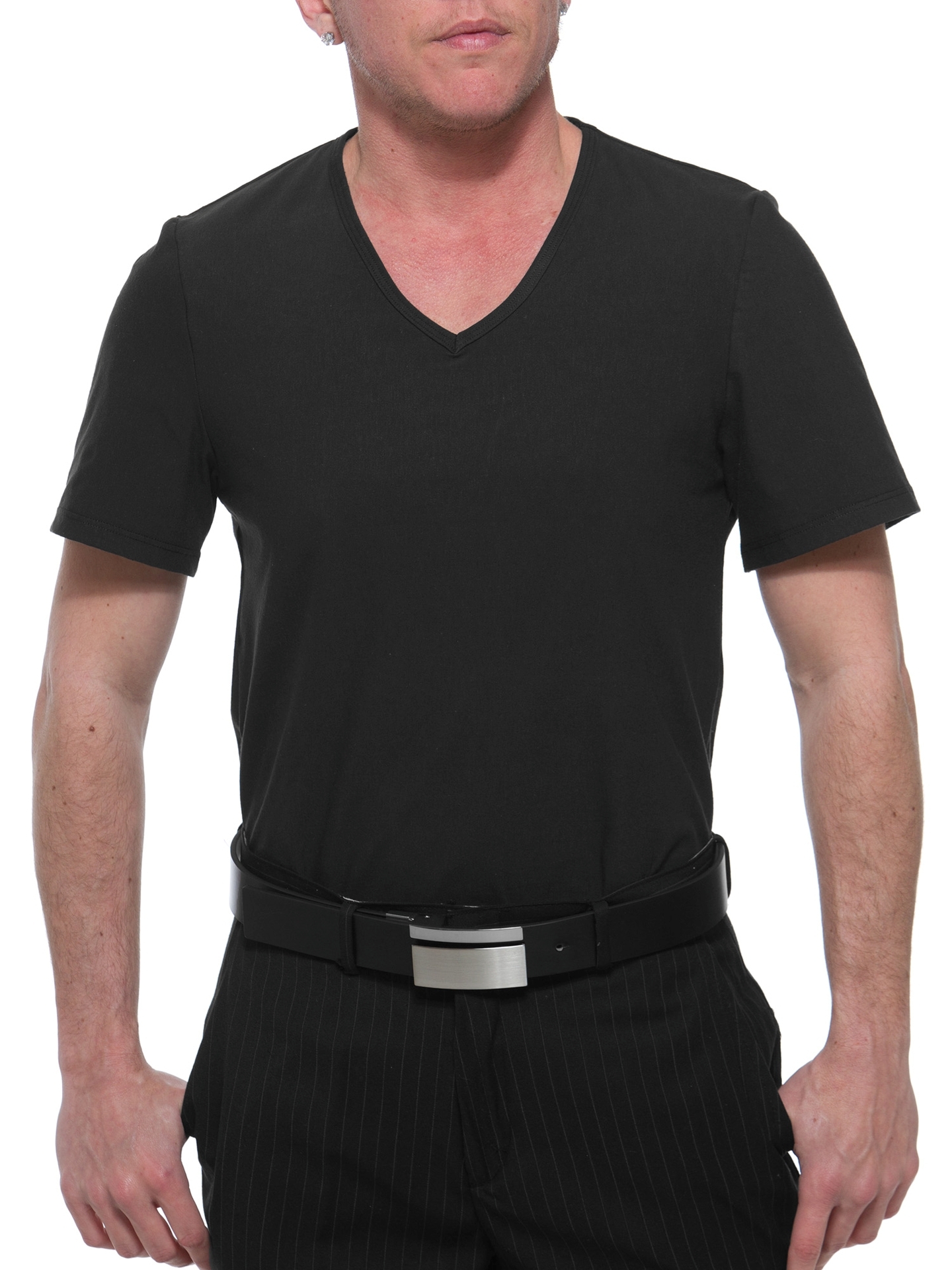 Underworks Microfiber Compression Crew Neck Light Compression T-Shirt with Short Sleeves, Men's, Size: 3XL, Black